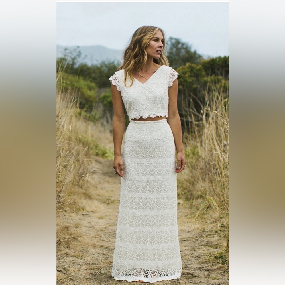 Daughters of Simone Jude Lace Crochet 2 piece Wedding Dress S/M